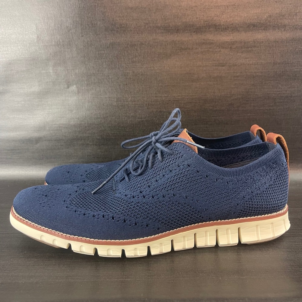 Cole Haan Zerogrand Mens Sz 13 Navy‎ Blue Stitchlite Wingtip Oxford Shoes C24947